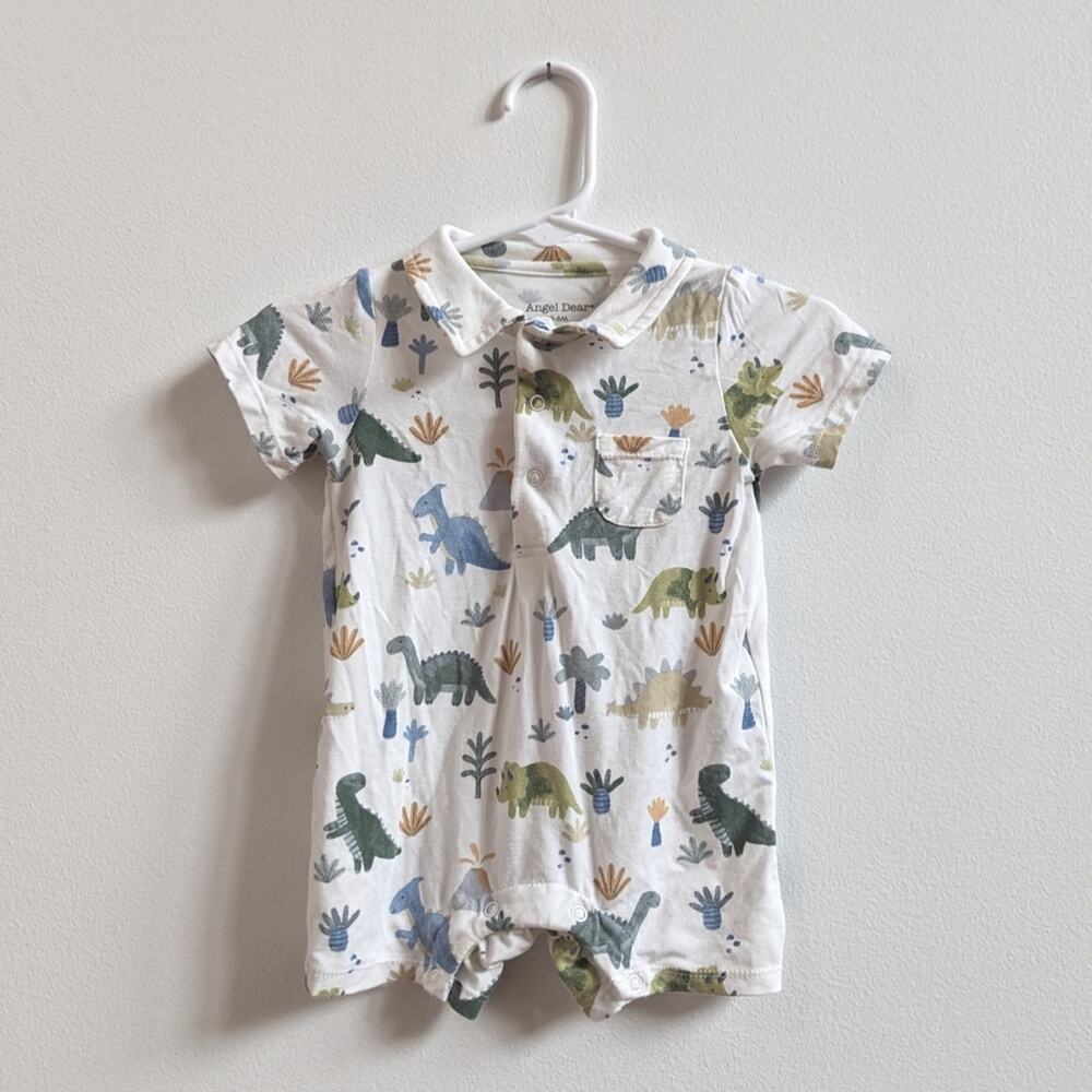 Angel Dear Shorts Romper Baby Boys 3-6m Dinosaur Bamboo